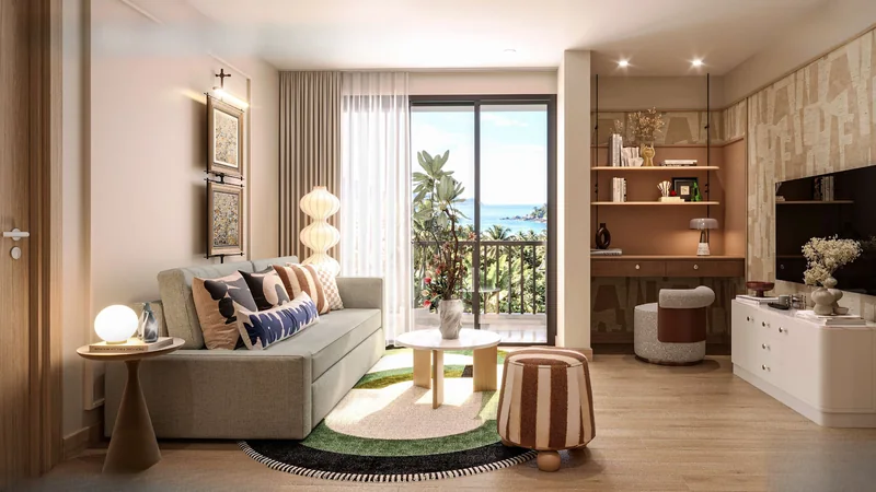 เพนต์เฮาส์ 2 Bedroom ที่ The KUARTZ: ห้องนั่งเล่น