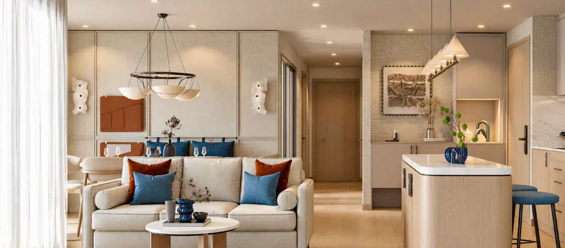 2 Bedroom Plus Penthouse at The KUARTZ: living room and kitchen