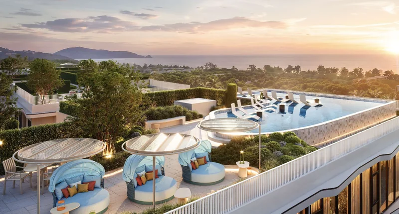 ดาดฟ้า The KUARTZ: Sky Pool คาบาน่า และพระอาทิตย์ตกเหนือกะรน